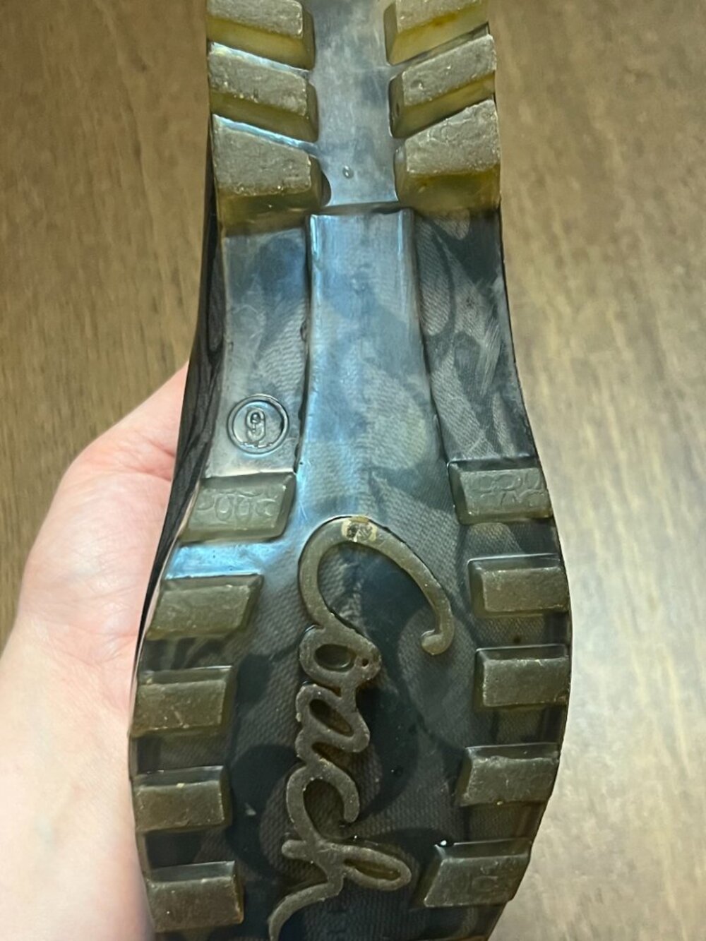 Coach Monogram Y2K Rubber Rain Boots Waterproof Tall Boots Womens Sz 6 - Picture 7 of 11
